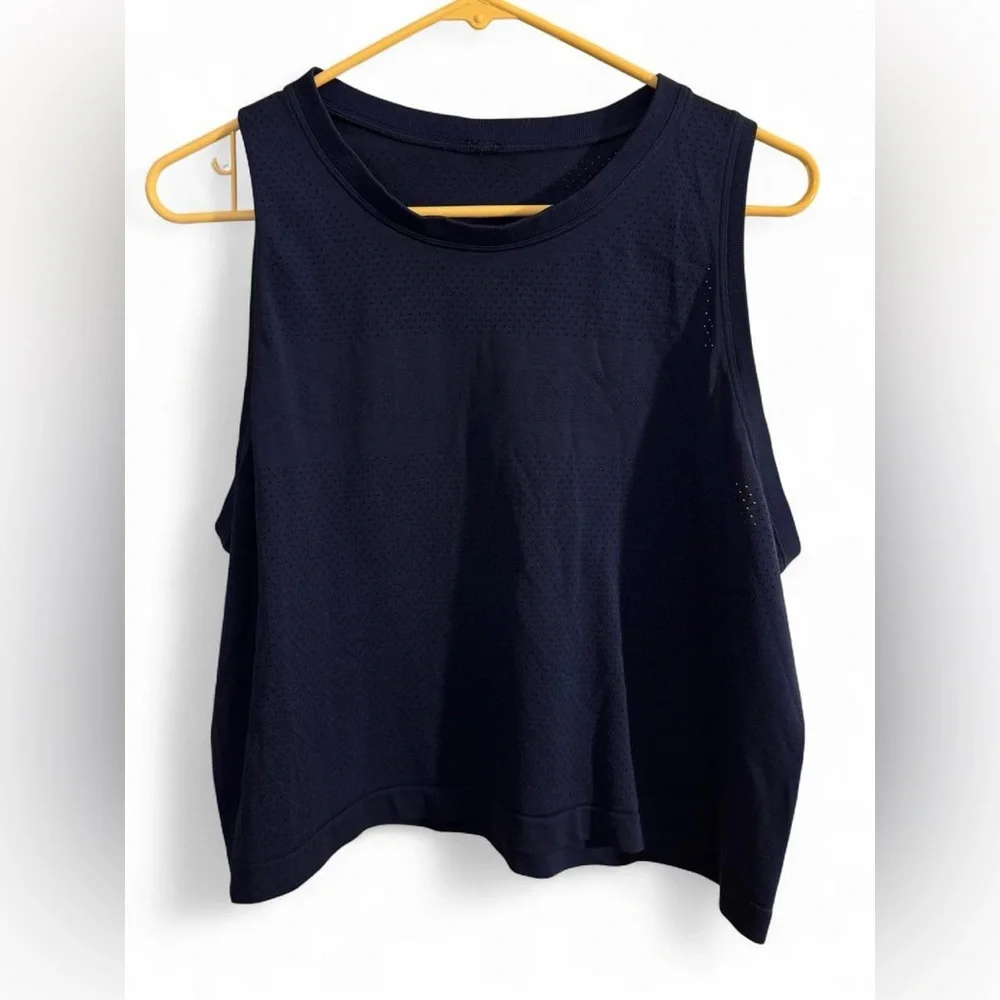 Lululemon Breeze By Muscle Crop Tank - Jet Stream Blue